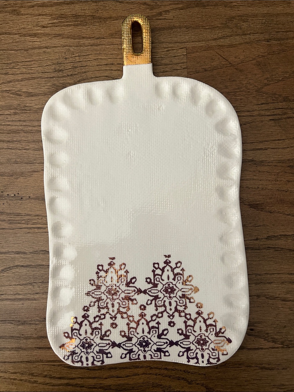 Anthropologie Ceramic Charcuterie Board with Rose Gold Accents